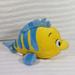 Disney Toys | Disney Store Flounder Plush Stuffed Animal Stamp Authentic Little Mermaid Fish | Color: Blue/Yellow | Size: Osg