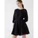 J. Crew Dresses | Nwt J. Crew Palermo Smocked-Waist Mini Long Sleeve Dress In Linen Size Xl | Color: Black | Size: Xl