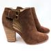 Michael Kors Shoes | Michael Kors Adams Suede Ankle Boot Side Zip Buckle Stacked Heel Brown Size 6.5 | Color: Brown | Size: 6.5