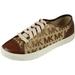 Michael Kors Shoes | Michael Kors Mk Logo Tan Canvas Brown Leather Low Top Tie Sneakers Size 7.5 | Color: Brown/Tan | Size: 7.5