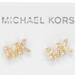 Michael Kors Jewelry | Michael Kors Womens Mk Logo Stud Earrings Pave Crystals Gold Tone Glitz | Color: Gold/Silver | Size: Os