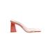 Steve Madden Heels: Slip-on Chunky Heel Minimalist Orange Print Shoes - Women's Size 7 - Open Toe