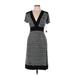 Connected Apparel Casual Dress - Sheath V Neck Short sleeves: Gray Color Block Dresses - Women's Size 10