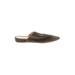Splendid Mule/Clog: Slip-on Stacked Heel Casual Green Print Shoes - Women's Size 8 1/2 - Almond Toe