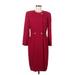 Liz Claiborne Casual Dress - Sheath Crew Neck 3/4 sleeves: Burgundy Print Dresses - Women's Size 8 Petite