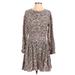 Rebecca Taylor Casual Dress - A-Line Crew Neck 3/4 sleeves: Tan Leopard Print Dresses - Women's Size 4