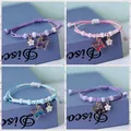 Bracelet papillon fleur violet fait main pour femme breloque pendentif animal doux bracelets