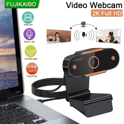 Webcam 1080P Full HD 2K avec microphone caméra web USB 30fps pour PC ordinateur portable appel
