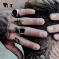 Vnox-Bagues gothiques punk pour hommes chevalières rondes et carrées timbre supérieur bande de