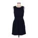 French Connection Casual Dress - A-Line Scoop Neck Sleeveless: Blue Print Dresses - Women's Size 6