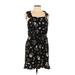 Wild Fable Casual Dress - Mini Square Sleeveless: Black Floral Dresses - Women's Size Large