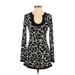 White House Black Market Casual Dress - Mini Scoop Neck Long sleeves: Black Dresses - Women's Size X-Small