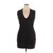 Dodo Bar Or Casual Dress - Bodycon V-Neck Sleeveless: Black Print Dresses - Women's Size 46