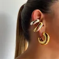 Punk nicht Piercing klobige runde Kreis Clip Ohrring für Frauen vergoldet C-Form Ohr manschette Ohr