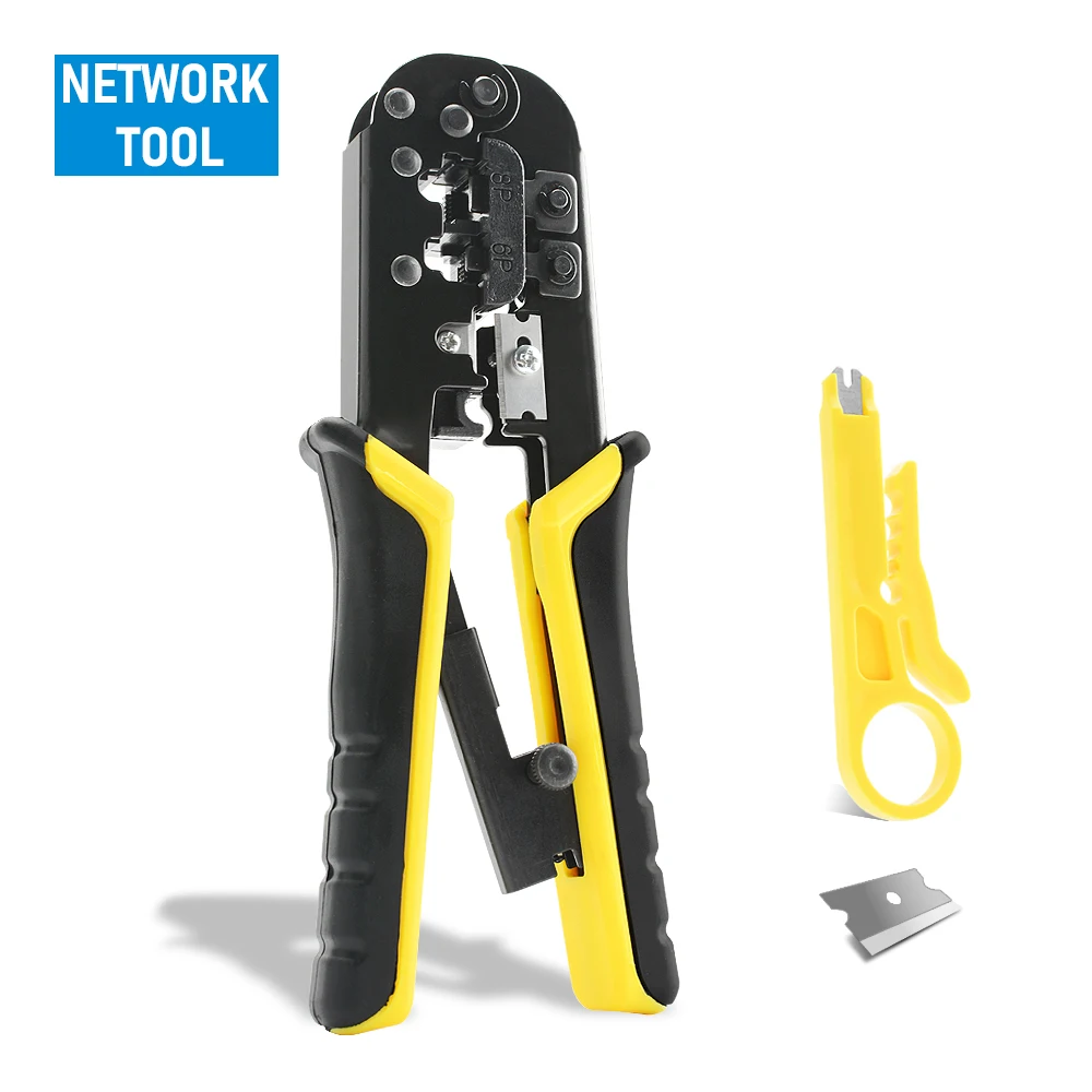 RJ45 Crimper RJ11 RJ45 Crimpzange Ethernet Netzwerk LAN Kabel Crimper Cutter Stripper Zange für 6P 8P RJ-11/RJ-12 RJ-45 Image