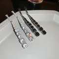 Huitan Luxus Kristall/schwarz Zirkonia baumeln Ohrringe für Frauen Temperament Hochzeits feier lange