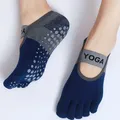 Calzini da Yoga a cinque dita calzini da Pilates in cotone antiscivolo in Silicone da donna senza