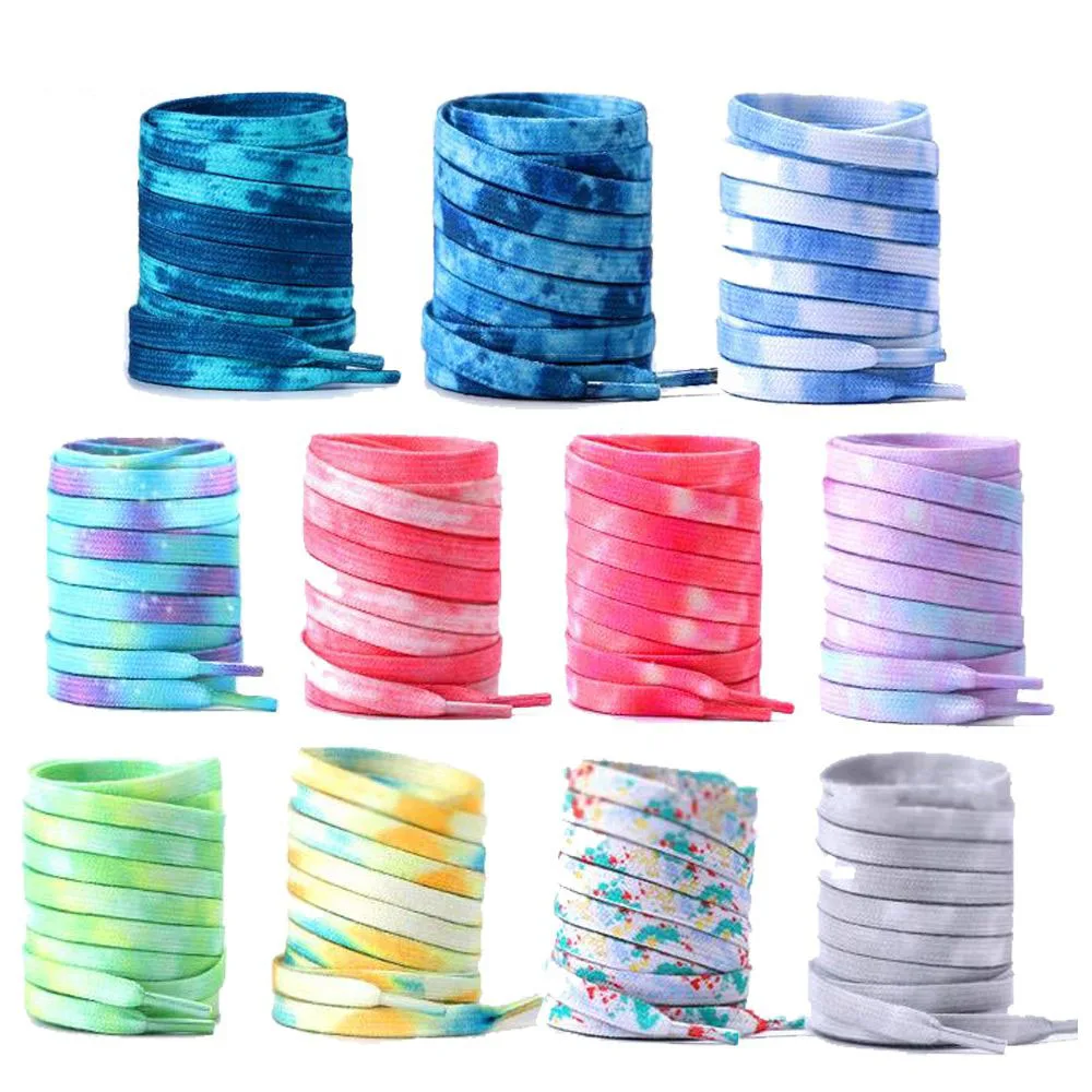 Lacci delle scarpe Tie Dye colori sfumati lacci delle scarpe per scarpe sportive stivali scarpe da ginnastica pattini scarpe Casual lacci piatti 120/140/160CM