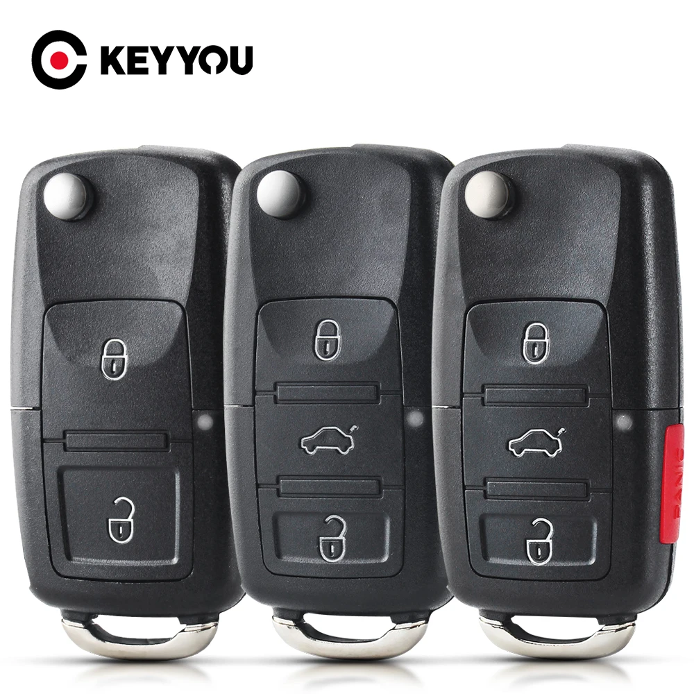Keyyou Folding Flip Auto Remote Key Shell für Volkswagen VW Jetta Golf Passat Käfer Skoda Sitz Polo B5 2/Tasten Fall Image