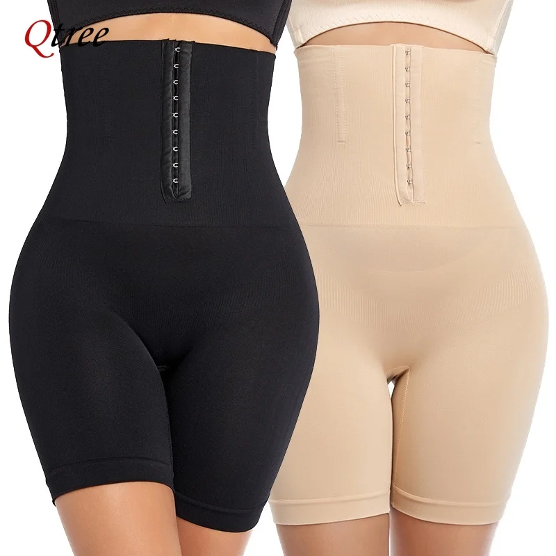 Qtree Damen-Höschen zum Abnehmen, Bauchkontrolle, mit Gürtel, hohe Taille, Trainer, Body Shaper, Shorts, Übergröße, Haken, Po-Lifter, Shapewear Image