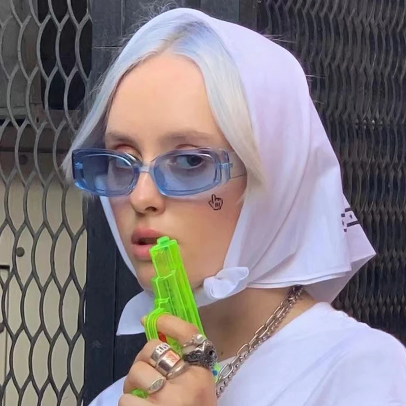 Kleine rechteckige Sonnenbrille für Frauen Männer klare Bonbon farbe y2k Mode Sonnenbrille Vintage Outdoor-Brille uv400 Image