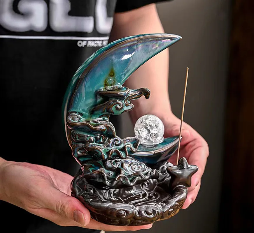 Große Reflow Weihrauch brenner Weihrauch platte nach Hause Sandelholz Zen kreative Dekoration Mond Innendekoration Weihrauch brenner Image