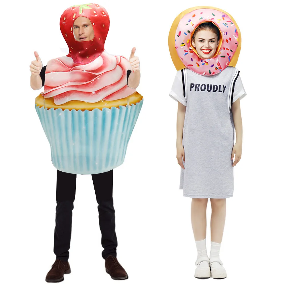 Erwachsene lustige Donut Kuchen Cosplay Kostüm Männer Frauen Halloween Essen Paar Outfits Karneval Ostern Purim Kostüm Image