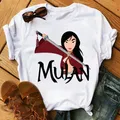 Lässig Disney Cartoon Mulan Grafik druck Damen T-Shirt 90er Jahre Sommer blusen weiß kawaii lose