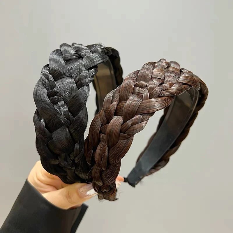 Frauen breite koreanische Perücke Stirnbänder Mode Fischgräten Zöpfe Haar bänder Mädchen Mode Lünette Kopf Reifen weibliche Kopf bedeckung Haarschmuck Image