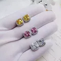 Huitan hell weiß/gelb/rosa cz Ohr stecker für Frauen Mode Vertrag Schmuck hochwertige Hochzeit