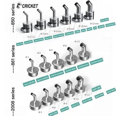 CRICKET 861DW 2008 4 5 6 8 10 12 mm abgewinkelte Heißluftpistolendüse ist kompatibel mit Quick Hot Air Gun Direct Blow Nozzle-Zubehör