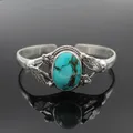 Antike silberne Farbe Blumen blau Naturstein Armband für Frauen einfache Luxus Armbänder böhmischen