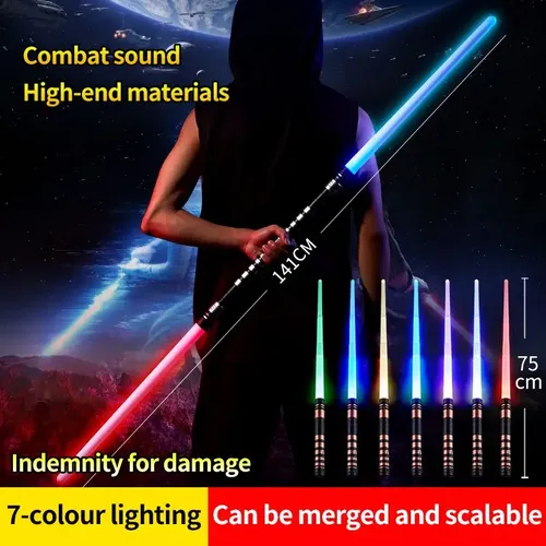 Reikirc 75cm RGB Lichtschwert 2 in 1 7-Farben/1 Farbe Lichtschwert für 3 Kinder Lasers chwert