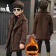 Jungen Woll mantel Herbst Winter Kinder jacke Mode Turn Kragen Plaid halten warme Oberbekleidung