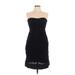 BB Dakota Casual Dress - Sheath Strapless Sleeveless: Black Print Dresses - Women's Size 10