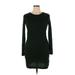 Allison Brittney Casual Dress - Mini Crew Neck Long sleeves: Green Solid Dresses - Women's Size X-Large