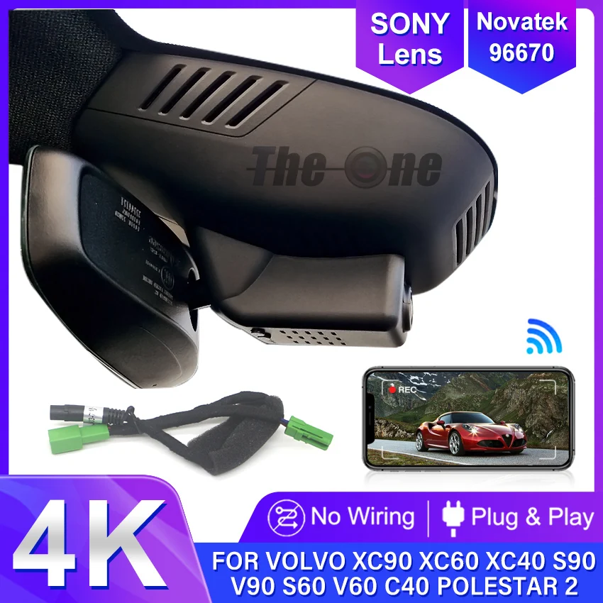 Dash Cam Für VOLVO XC90 XC60 XC40 S90 V90 S60 V60 C40 Polestar 2, stecker und spielen Dashcam Wifi Dash Kamera Auto DVR Für Polestar 2
