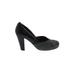 Faryl Robin Heels: D'Orsay Chunky Heel Classic Black Print Shoes - Women's Size 6 1/2 - Round Toe
