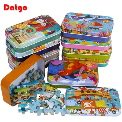 Hot New 60 pezzi puzzle in legno giocattoli per bambini veicolo dei cartoni animati puzzle in legno