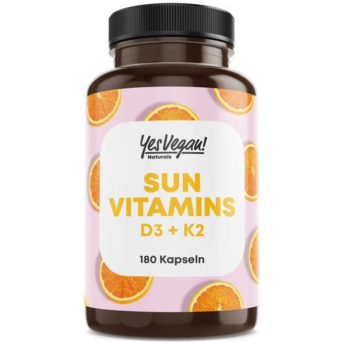 Yes Vegan® Sun Vitamins – Vitamin D3 K2 Omega 3, 5000 IE 2×92 g