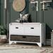 Entryway Bench with 2 Drawers Storage Bench with Removable Basket, Shoe Bench with Storage, Removable Cushion