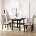 Farmhouse 5-Piece Dining Table Set - Rustic Gray Table, Beige Chairs - Space-Saving for Small Areas, Solid Wood Construction