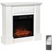 32" Electric Fireplace with Mantel, Freestanding Heater with LED Log Flame, Overheat Protection and Remote Control, 1400W White