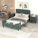 4-Pieces Bedroom Sets, Full Size Upholstered Platform Bed with Two Nightstands and Storage Bench