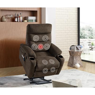 Electric Power Lift Recliner Chair with Massage and Heating, High-end Quality Cloth Power Massage Reclining Chair for Elderly