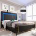 Upholstered Platform Bed Frame Charging Station LED Lights