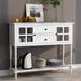 Sideboard Console Table Buffet, Farmhouse Wood/Glass Buffet Storage Cabinet with 2 Storage Drawers, 2 Cabinets & Bottom Shelf
