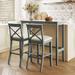 48" Farmhouse 3-Piece Bar Height Dining Set - Cherry Top, White Frame, Space-Saving Breakfast Nook with 2 Chairs