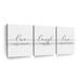 Elephant Stock Live Laugh Love Typography Multi Piece Canvas Print in Black | 12" H x 26" W x 1" D | Wayfair RV-166_live-laugh-love-typography