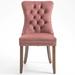 Velvet Upholstered Dining Chairs Set of 2, Solid Wood Armless Side Chairs with Tufted Button Backrest and Nailhead Trim